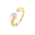 Gold Sparkling Sculptural Crossover Adjustable Ring